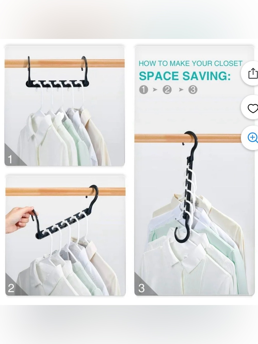 10-Pack Space Saving Hangers, Reinforced Hooks Swivels 360°